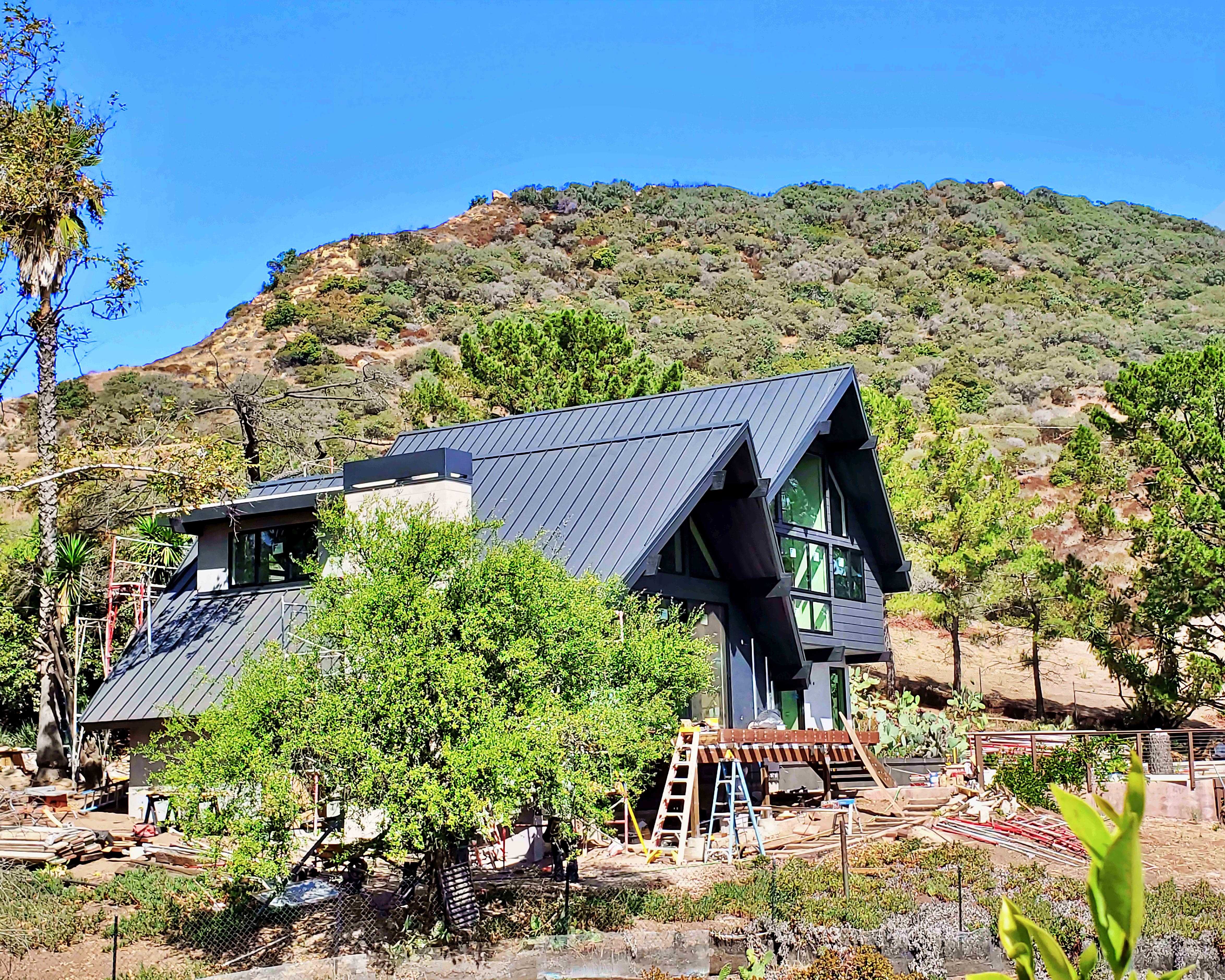 Metal wall panels on house